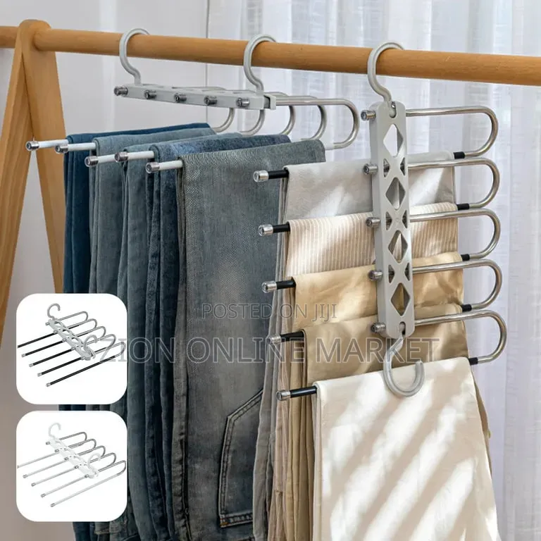 5-in-1 ሁለገብ የሱፍ እና የልብስ መስቀያ (Multi-Functional Trouser Hanger)