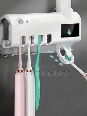 White Smart Toothbrush Sterilizer, No-Drill Wall-Mounted Toothbrush H