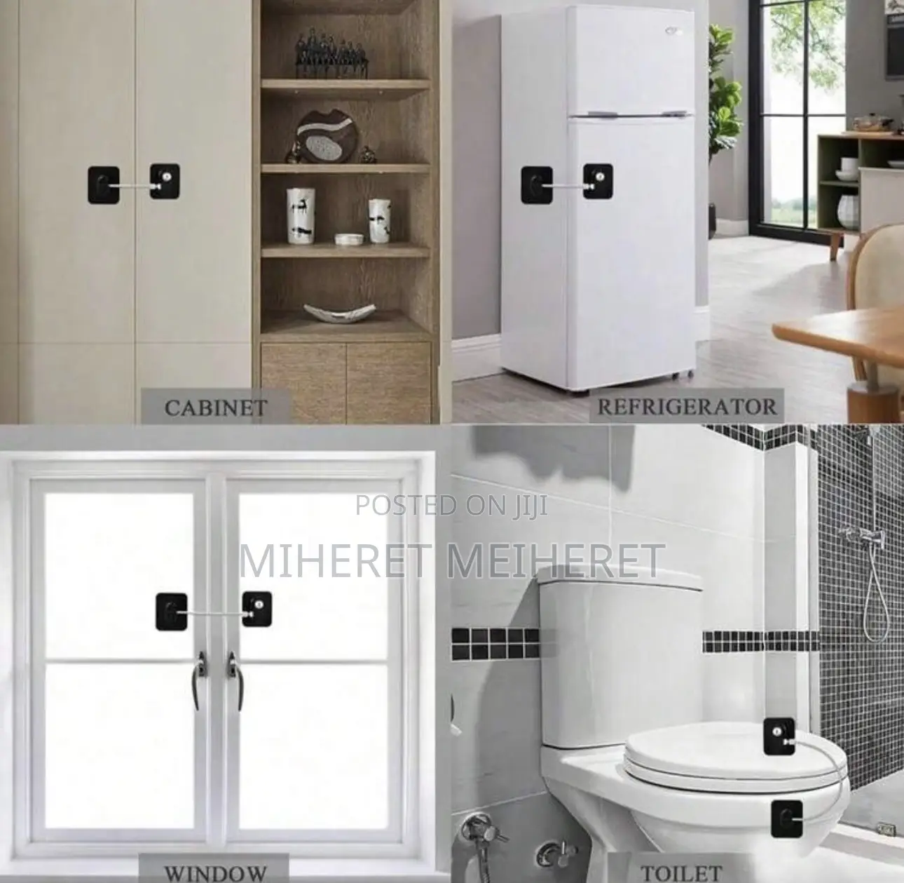 Refrigerator Drawer Locks, Safety Locks, With Adhesive for Installati