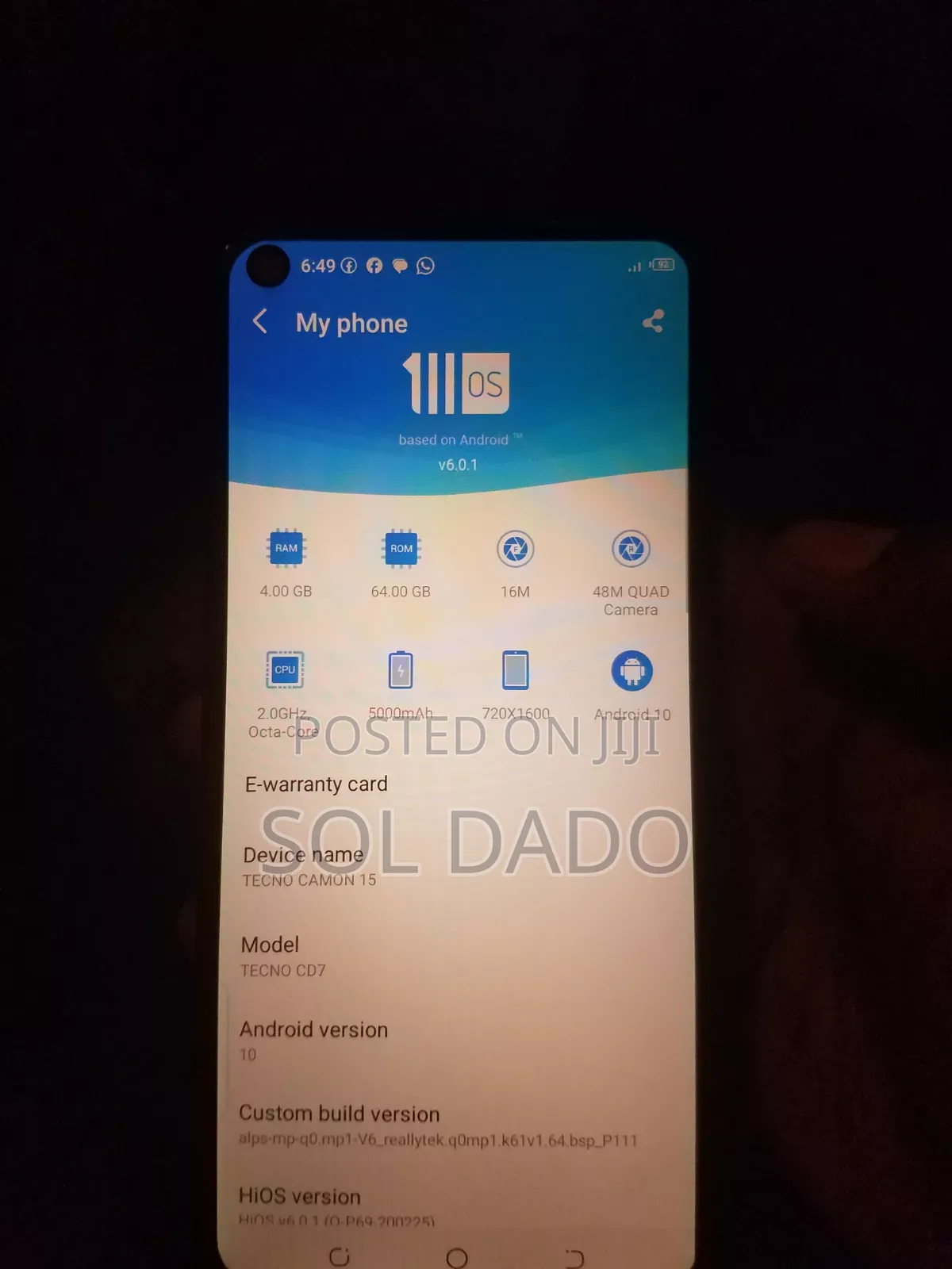Tecno Camon 15 64 GB Black