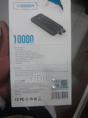 VEGER J-Brauv 10000mAh Fast Charging Power Bank (VP-1069)