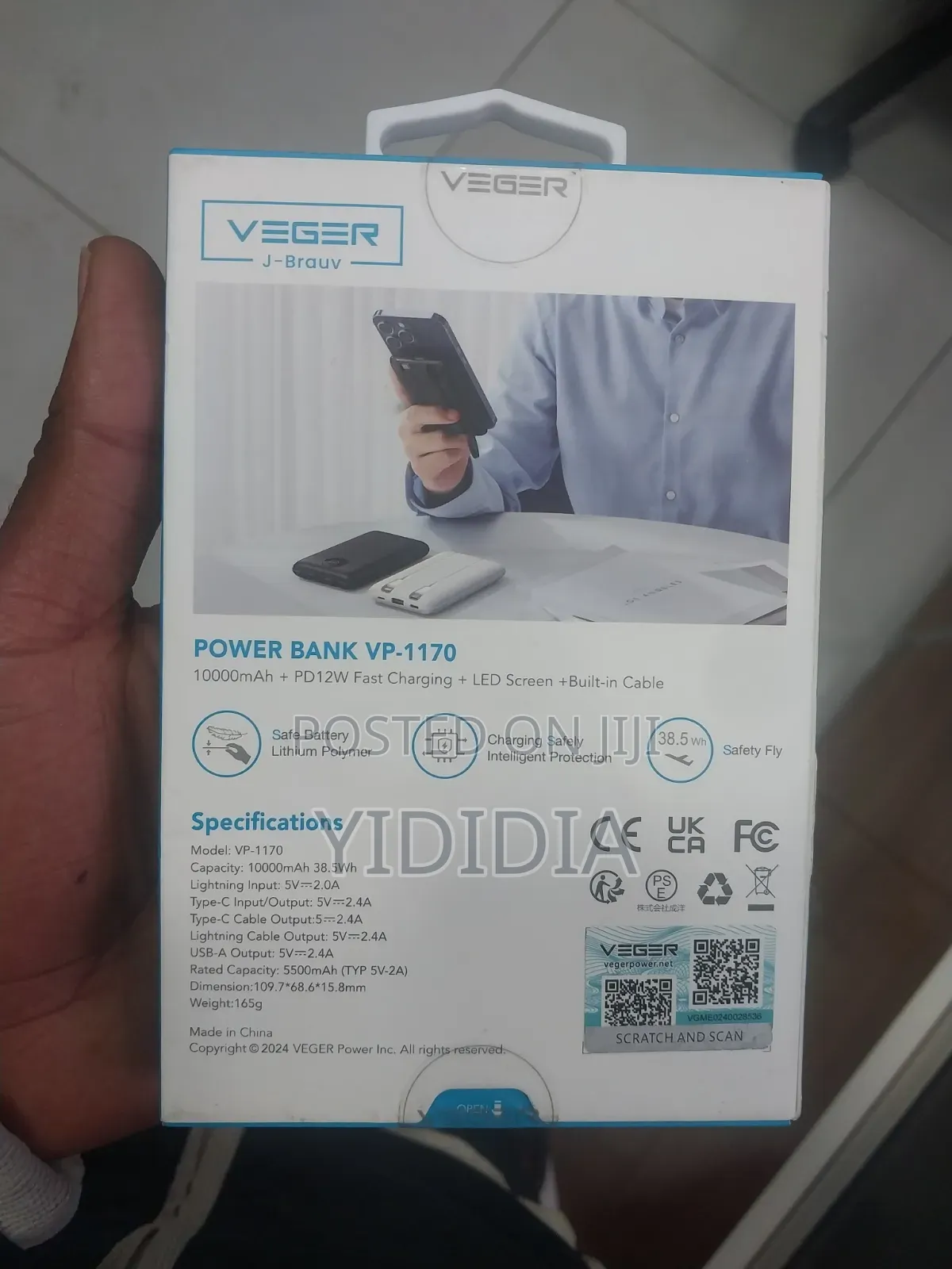VEGER Power Bank – 10,000mAh | Built-in Cables | 12W Fast Charging