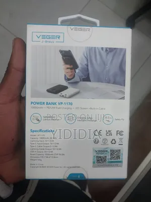 VEGER Power Bank – 10,000mAh | Built-in Cables | 12W Fast Charging