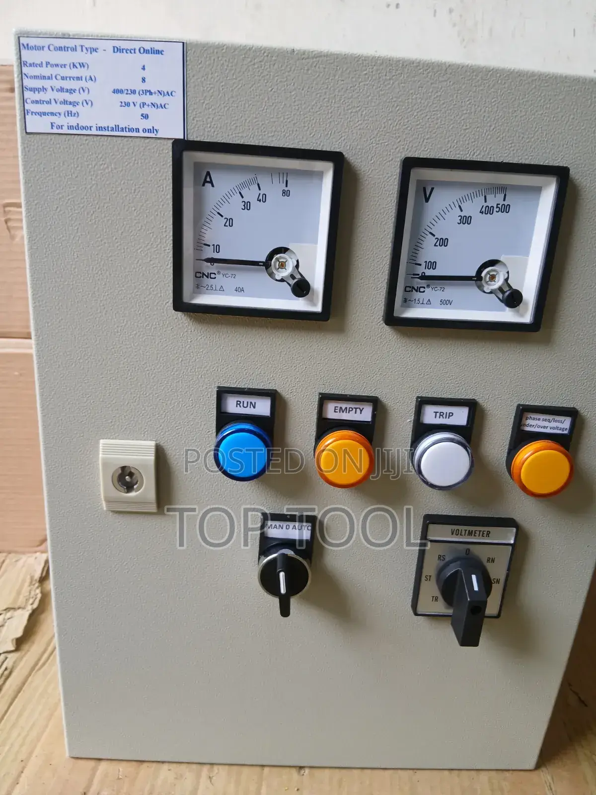 ,CNC YC-72 Direct Online Motor Control Panel Designed for Indoor Use.