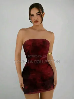 Women's Casual Elegant Bodycon Tube Mini Dress, Tie-Dye Pattern,
