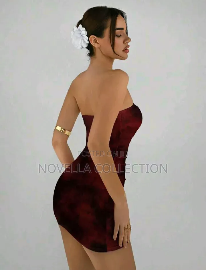 Women's Casual Elegant Bodycon Tube Mini Dress, Tie-Dye Pattern,