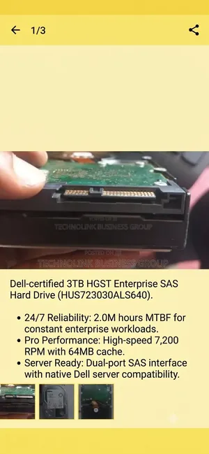Dell 3TB Enterprise SAS Hard Drive 3.5" (7200 RPM)