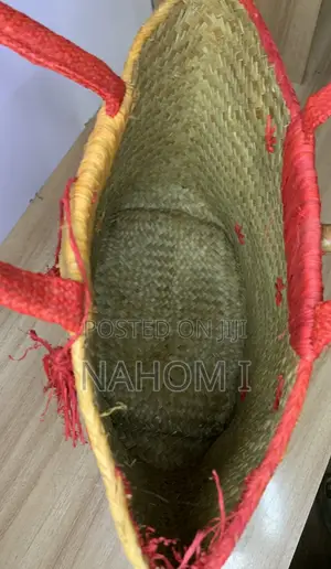 Yellow, Handwoven Bag Features Red Embroidered