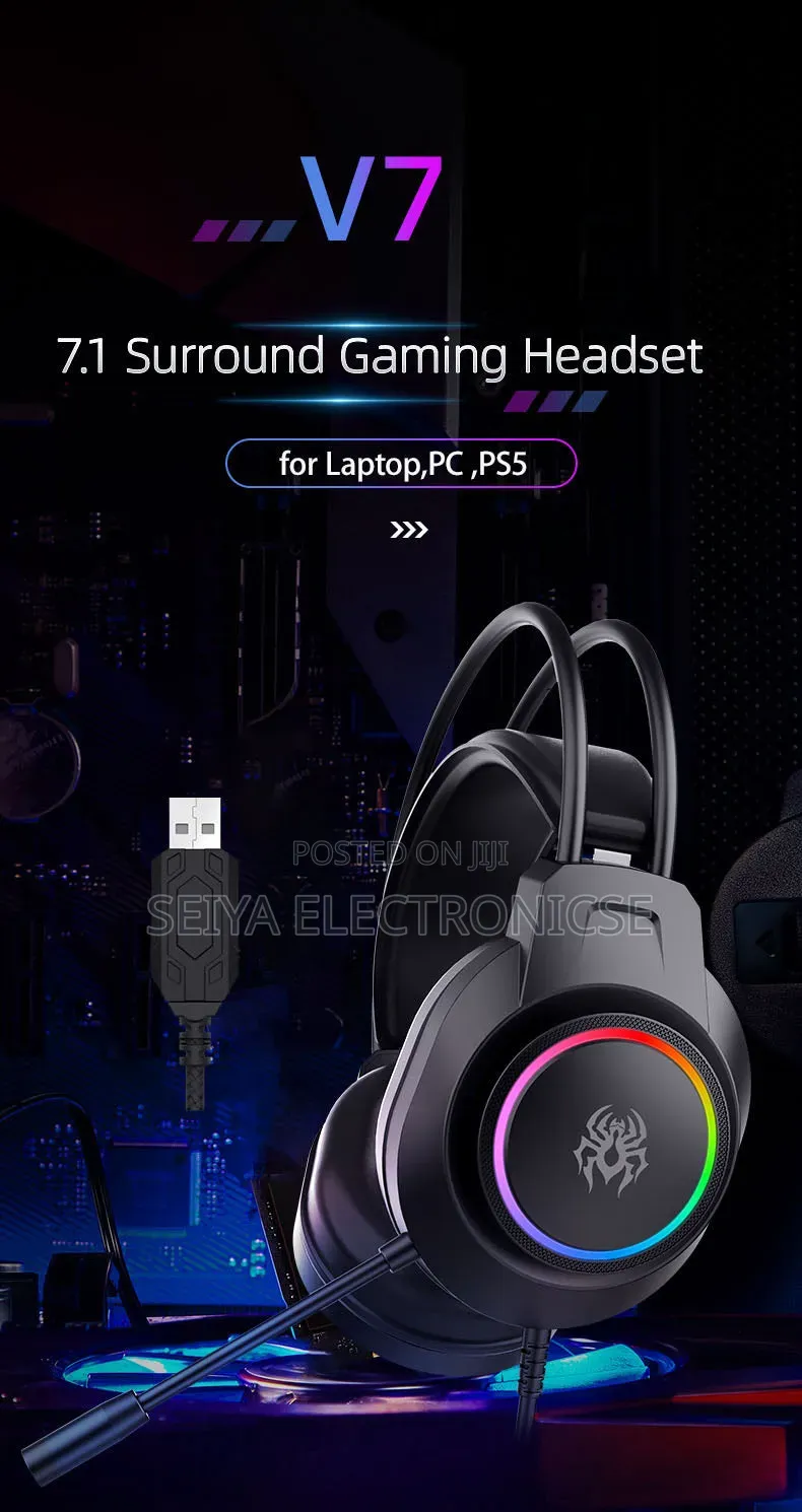YORO V7 RGB Gaming Headset Lighting Graphics.