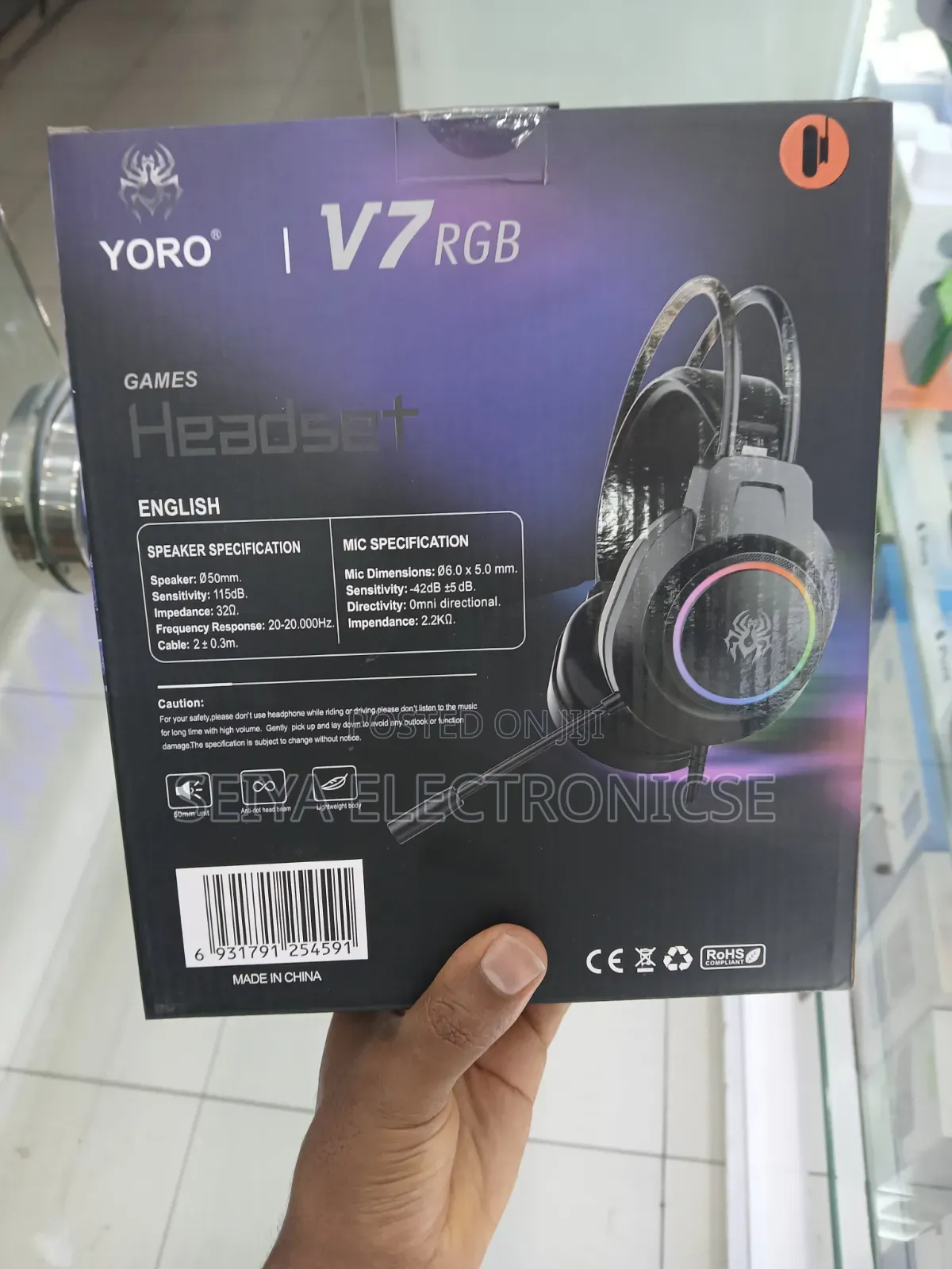 YORO V7 RGB Gaming Headset Lighting Graphics.