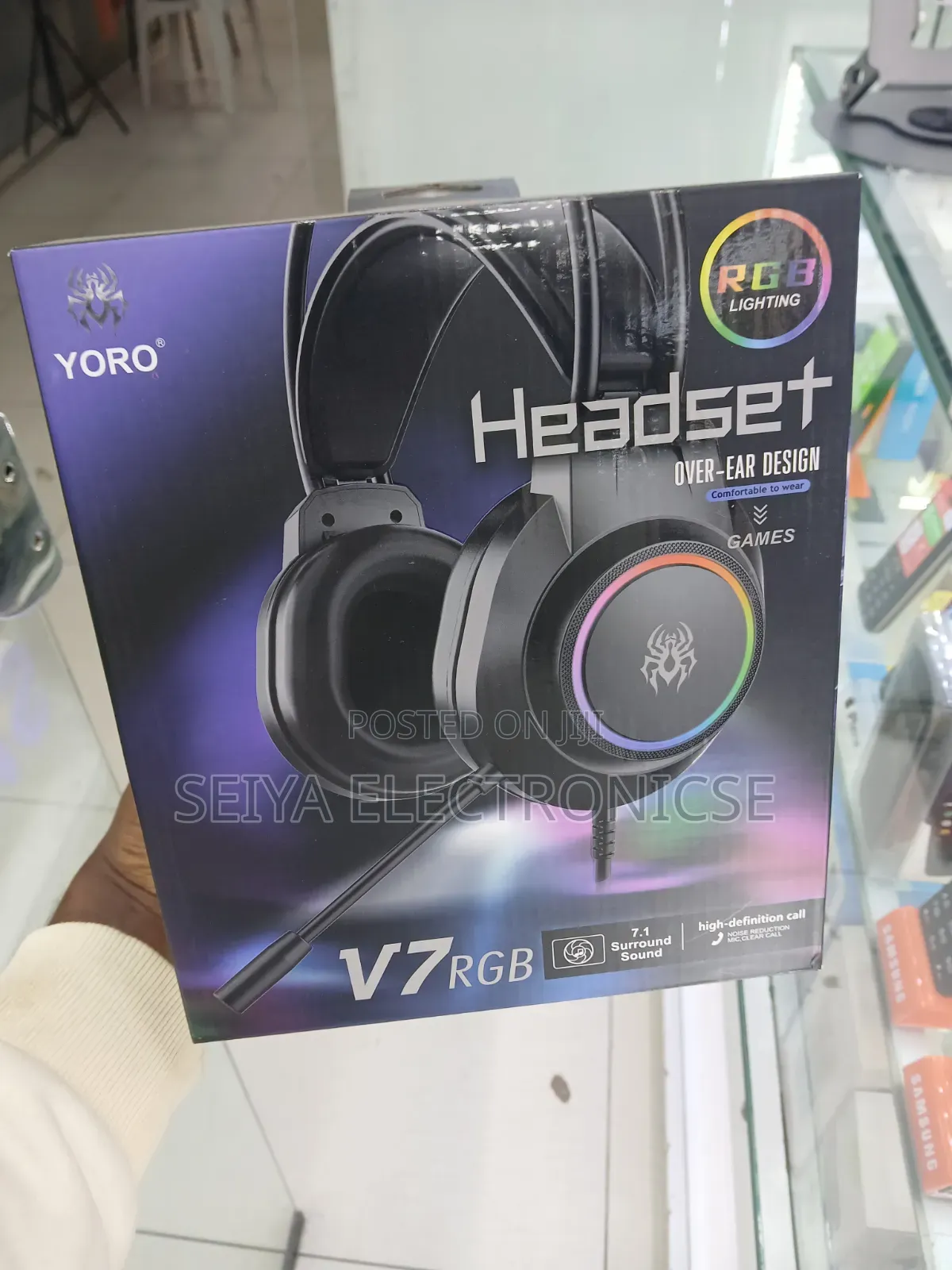 YORO V7 RGB Gaming Headset Lighting Graphics.