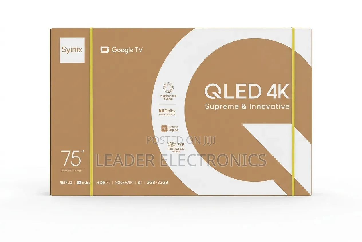 Syinix 75" Smart Google TV UHD QLED – Brilliant Colors, Giant Scree