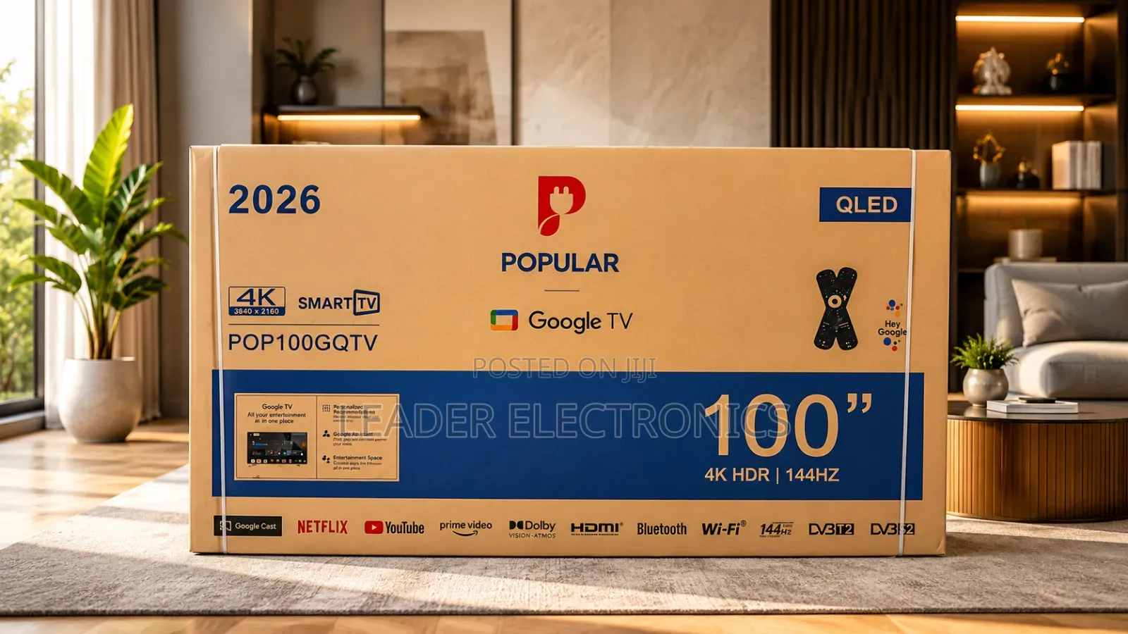 Popular TV 100" Smart Google TV UHD QLED – ( Original One ) New
