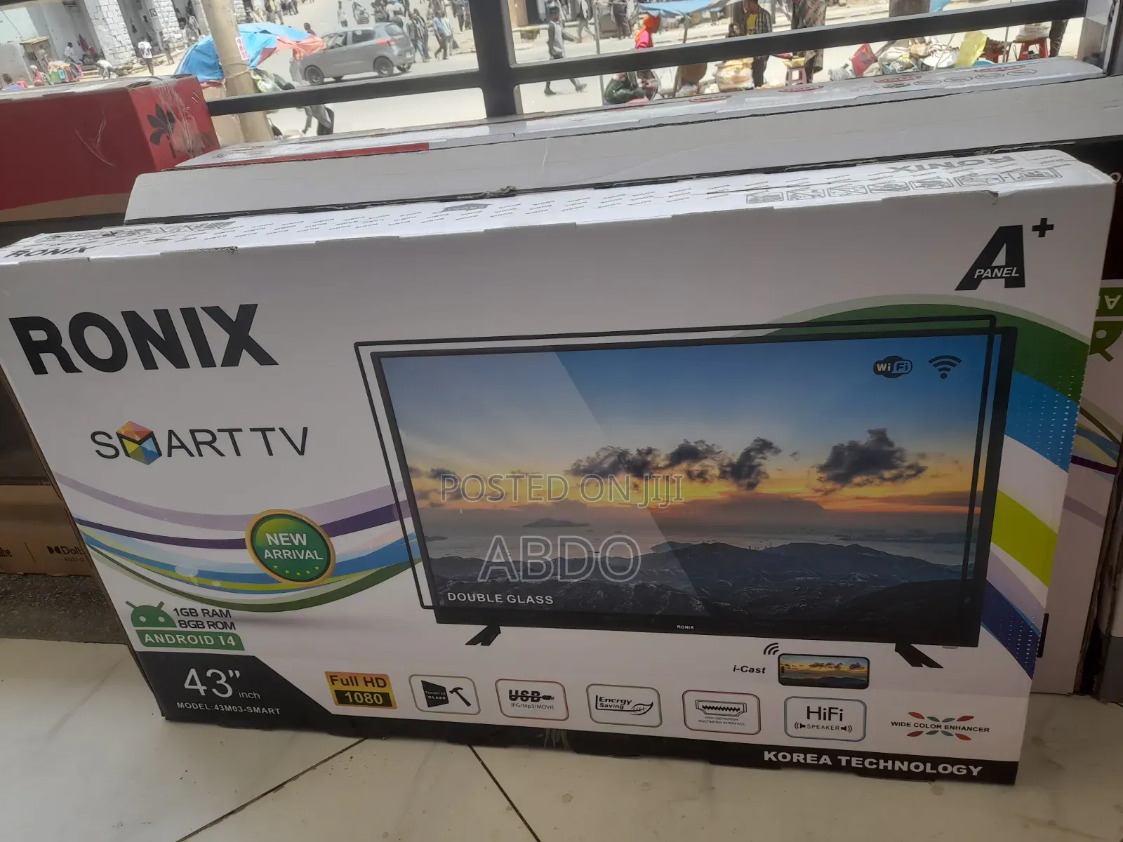 RONIX SMART LED TV 43 INCH Andraid Doubel Gelass 2026 Quality Hifi