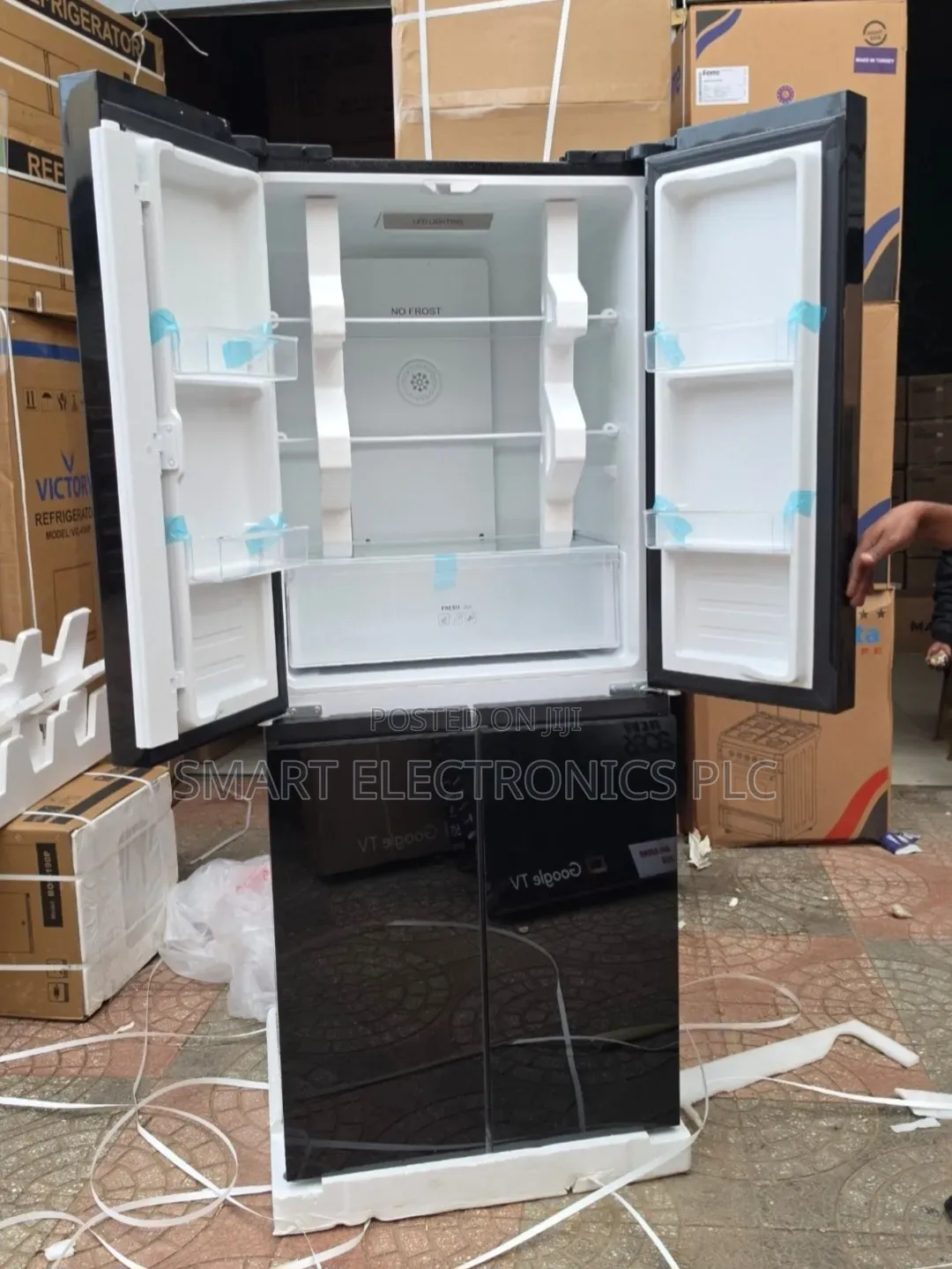 Boss Refrigerator, Designed With a Modern Black Glass Finish Advanced