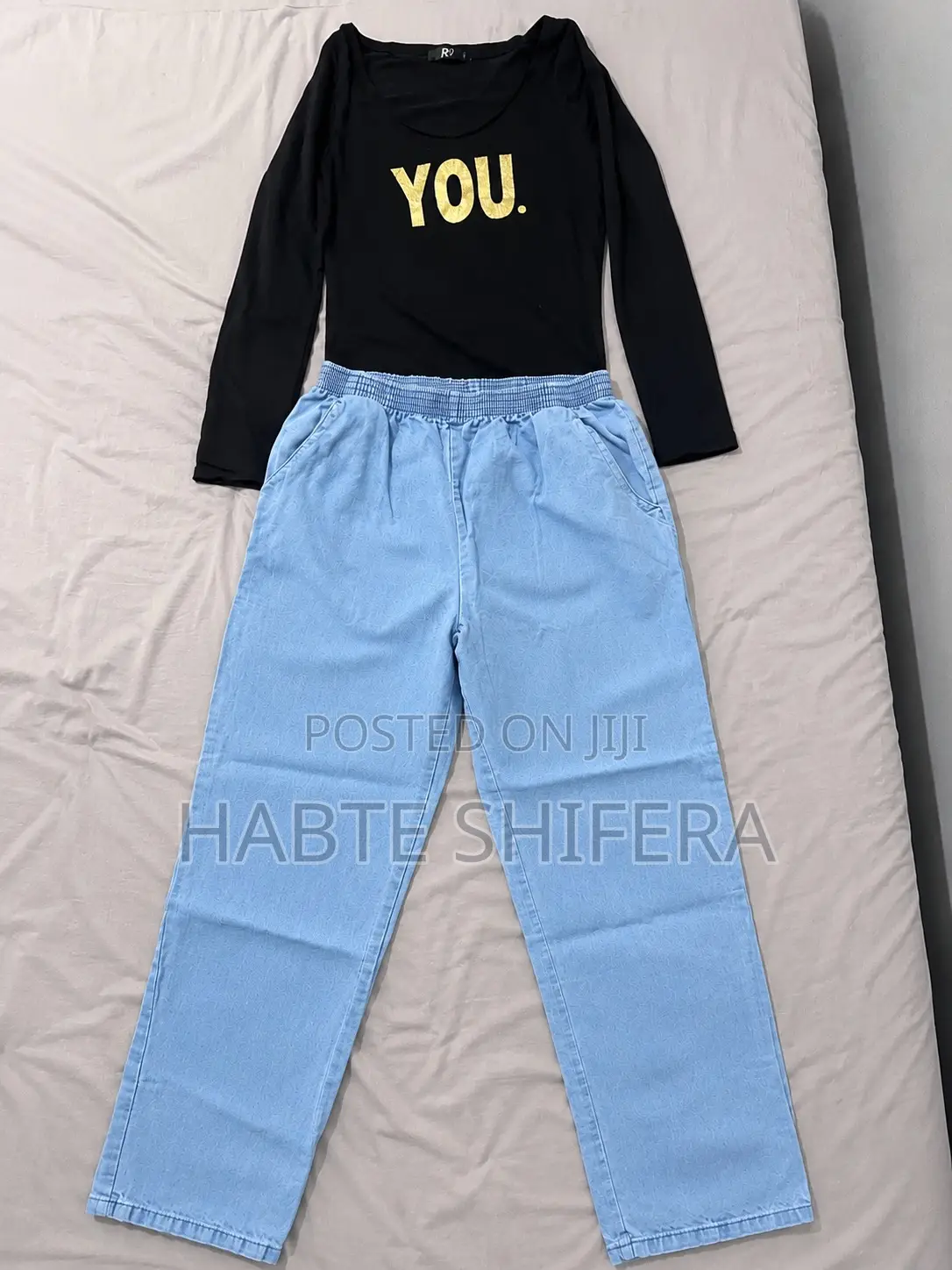 Women’s Black Long Sleeve “YOU.” Print Top