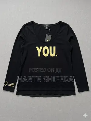 Women’s Black Long Sleeve “YOU.” Print Top