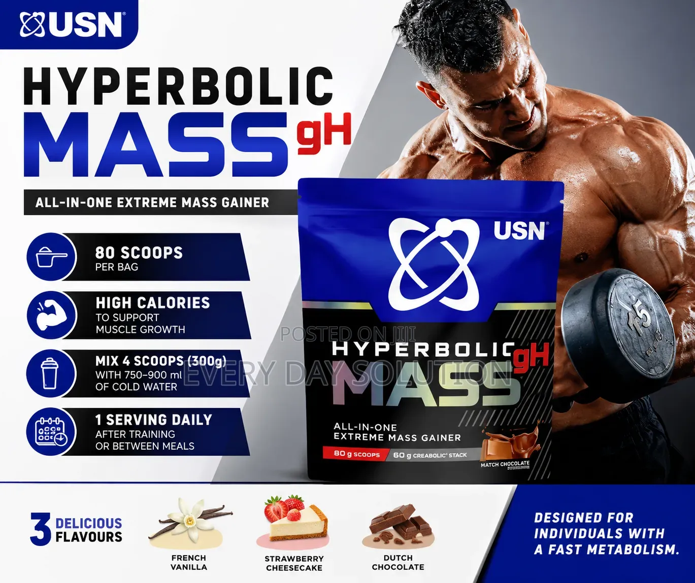 Original USN Hyperbolic Mass gH Weight Gainer 1kg