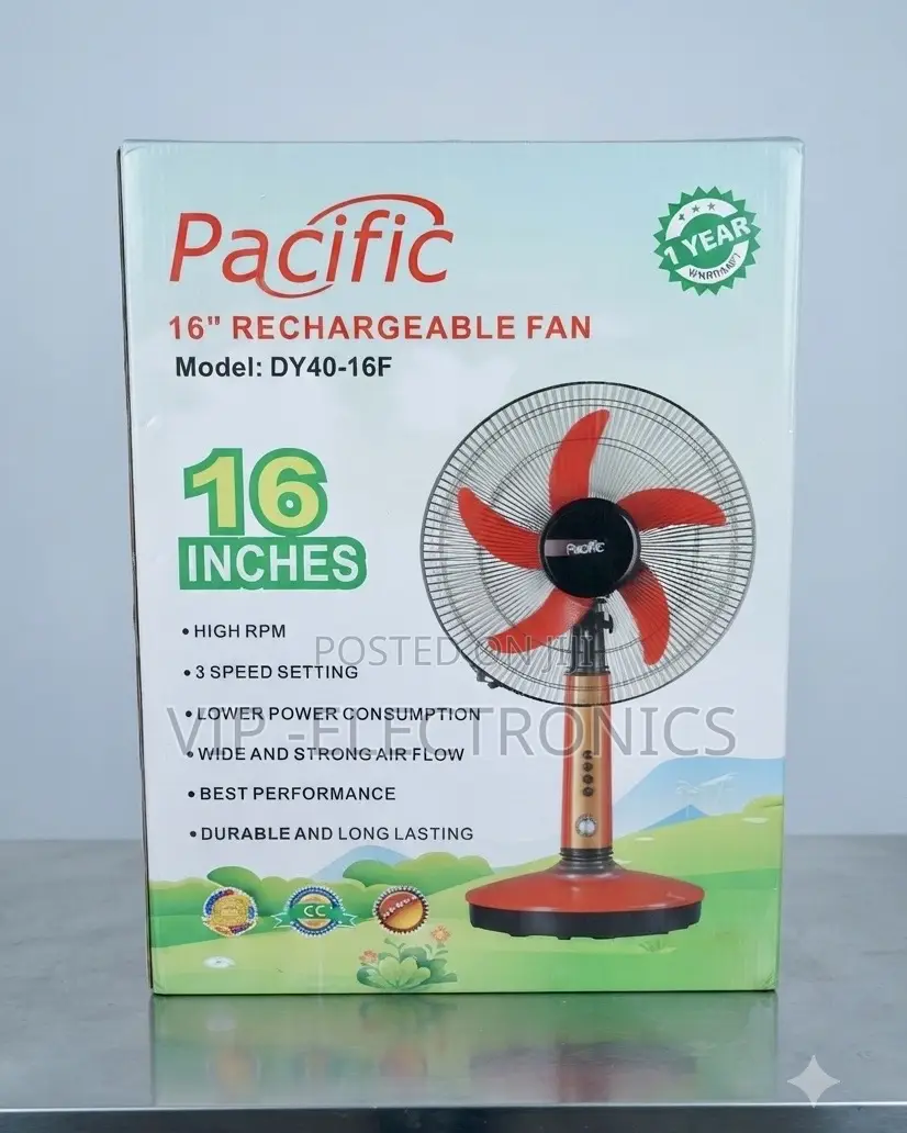 Pacific Rechargeable Table Desk Fan 16”inch – Model DY40-16F