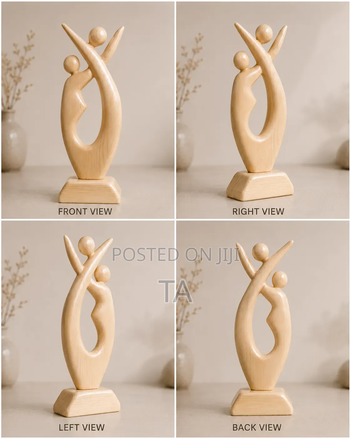 Handcrafted Austria Wood Couple Sculpture