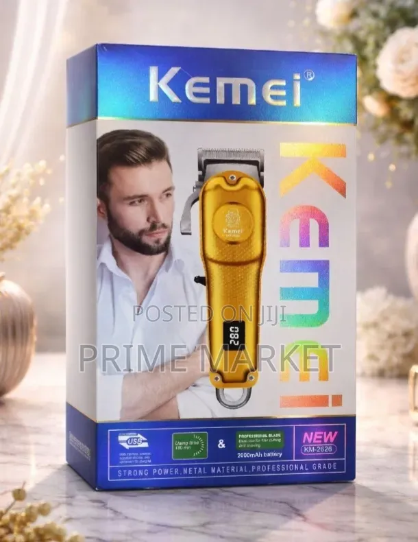 Kemei KM-2628 Professional Hair Clipper | Metallic Gold + LCD Display