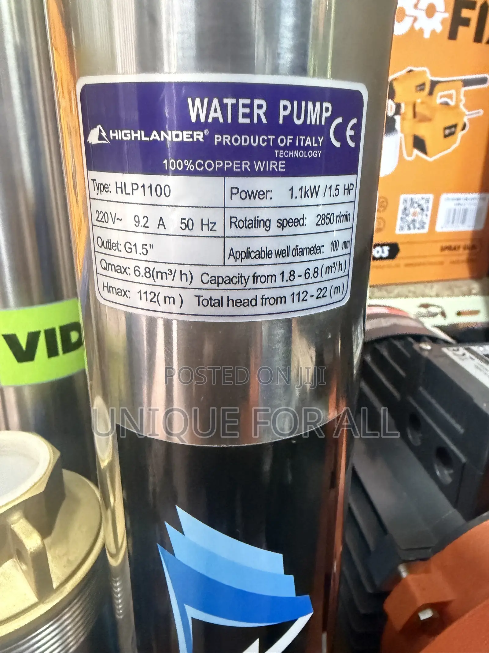 Highlander 1.5hp(1.1kw) Borhole Pump