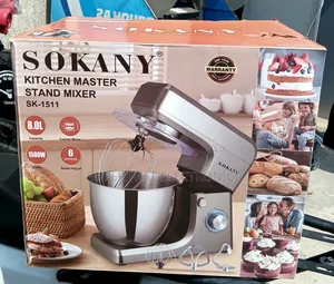 SOKANY Stand Mixer – 8L Stainless Steel Bowl, 1500W, 6-Speed Electric