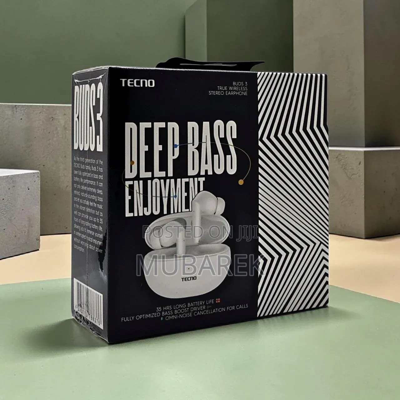TECNO Buds 3 TWS Earphones - Deep Bass 35H Battery