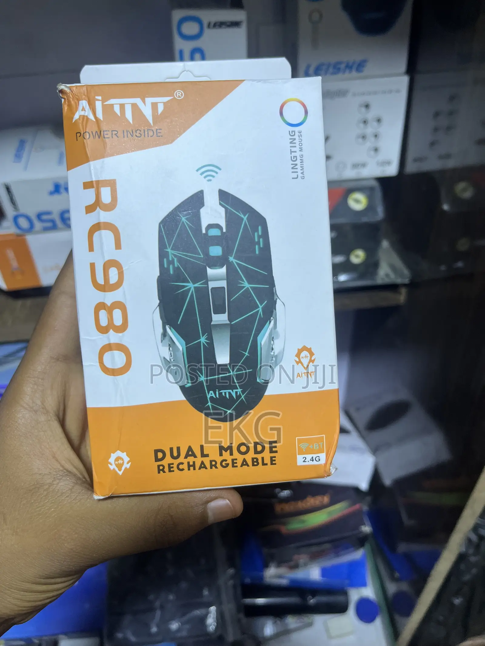 AITNT RC980 RGB Gaming Mouse የቻርጅ የጌሚንግ ማውዝ Bluetooth Wireless