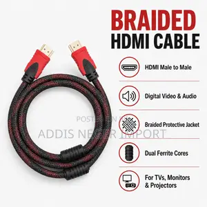 Braided HDMI Male-to-Male Cable With Dual Ferrite Cores