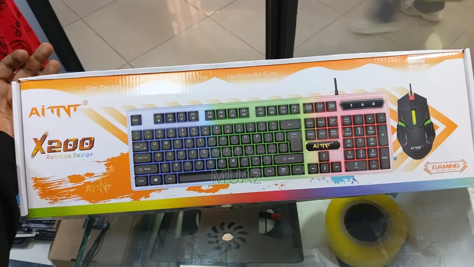 AITNT X200 Rainbow Gaming Keyboard Mouse Combo