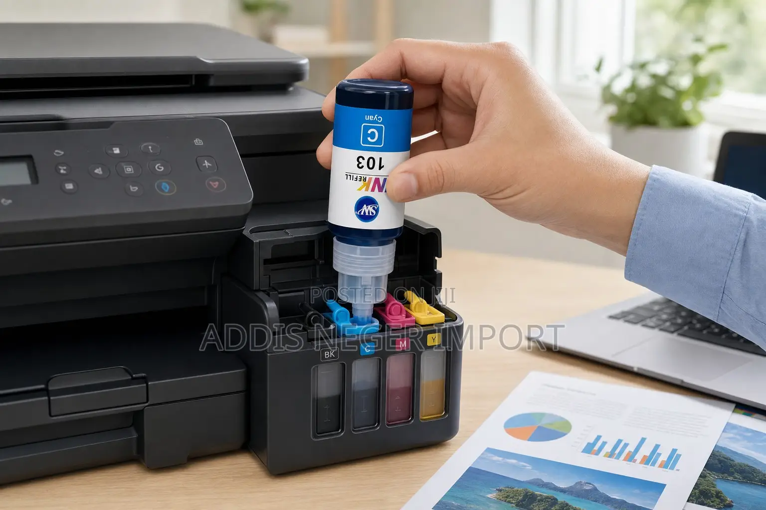 SW 103 Cyan Printer Ink Refill Bottle