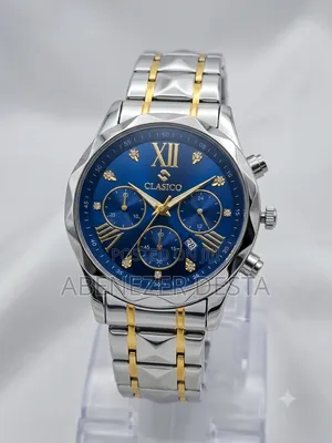 Clasico Quartz Watch Features a Distinctive Blue Gold Roman Numerals