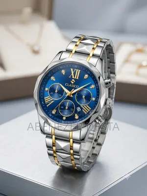 Clasico Quartz Watch Features a Distinctive Blue Gold Roman Numerals