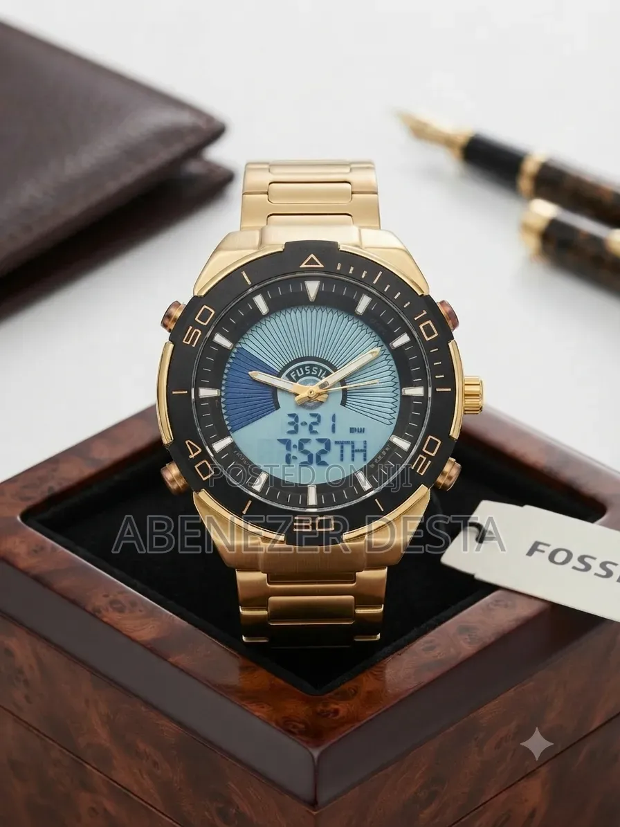 Fusil Men's Gold-Toned Analog-Digital Quartz Watch.