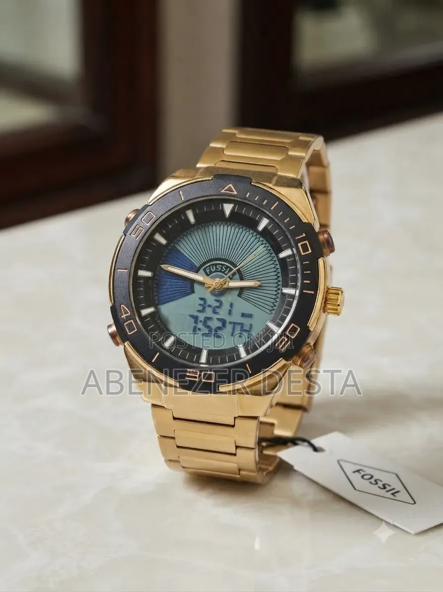 Fusil Men's Gold-Toned Analog-Digital Quartz Watch.