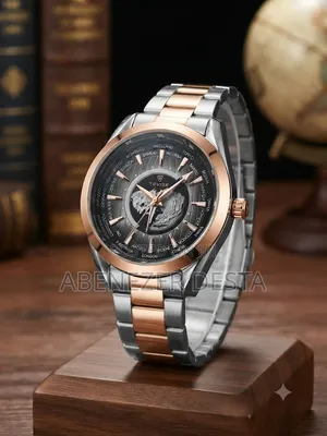 Tevise Brand Two-Tone Silver and Rose Gold Stainless St