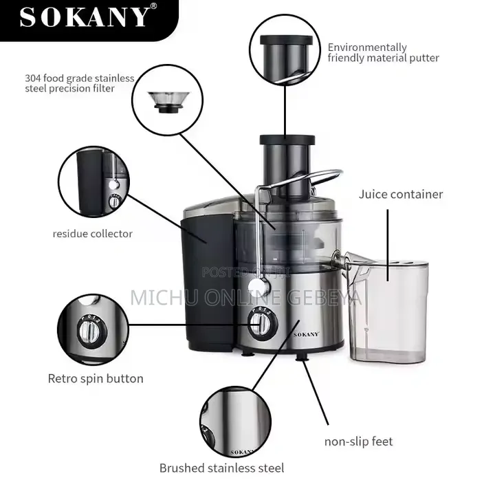 ትልቁ Size እና 1200ዋቱ Sokany 4 in 1 Juice Extractor ገብቷል/ Free Delivery