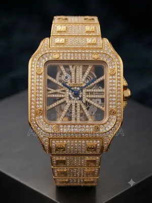 Cartier Santos Skeleton Watch Featured With a Full Diamond-Encrusted
