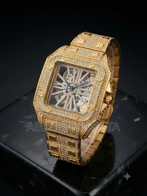 Cartier Santos Skeleton Watch Featured With a Full Diamond-Encrusted