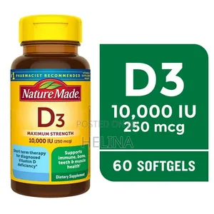 10,000 Iu (250 MCG ) Vitamin D3 60 Softgels Original From USA