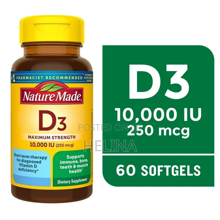 10,000 Iu (250 MCG ) Vitamin D3 60 Softgels Original From USA