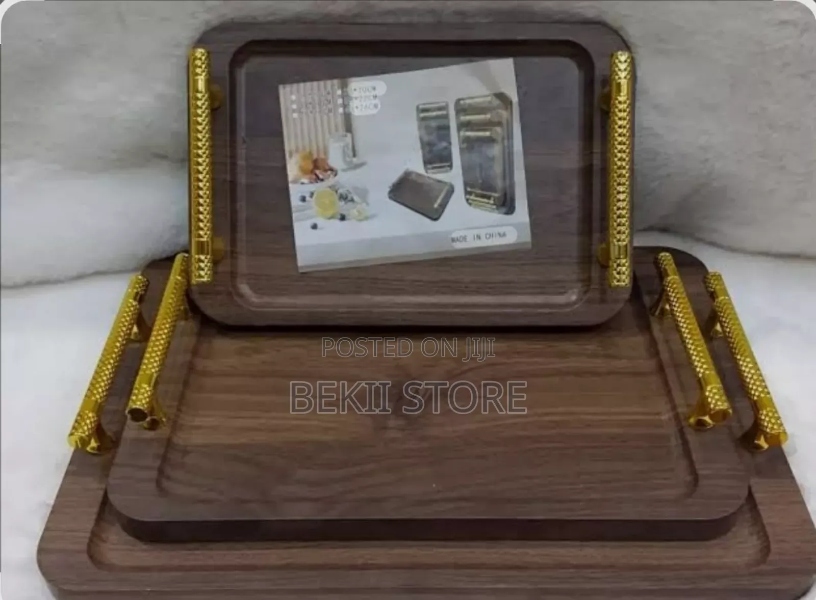 ባለ 3 የእንጨት Wood Serving Tray Set