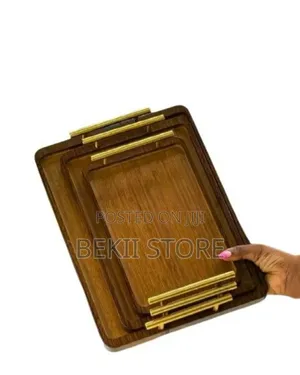 ባለ 3 የእንጨት Wood Serving Tray Set