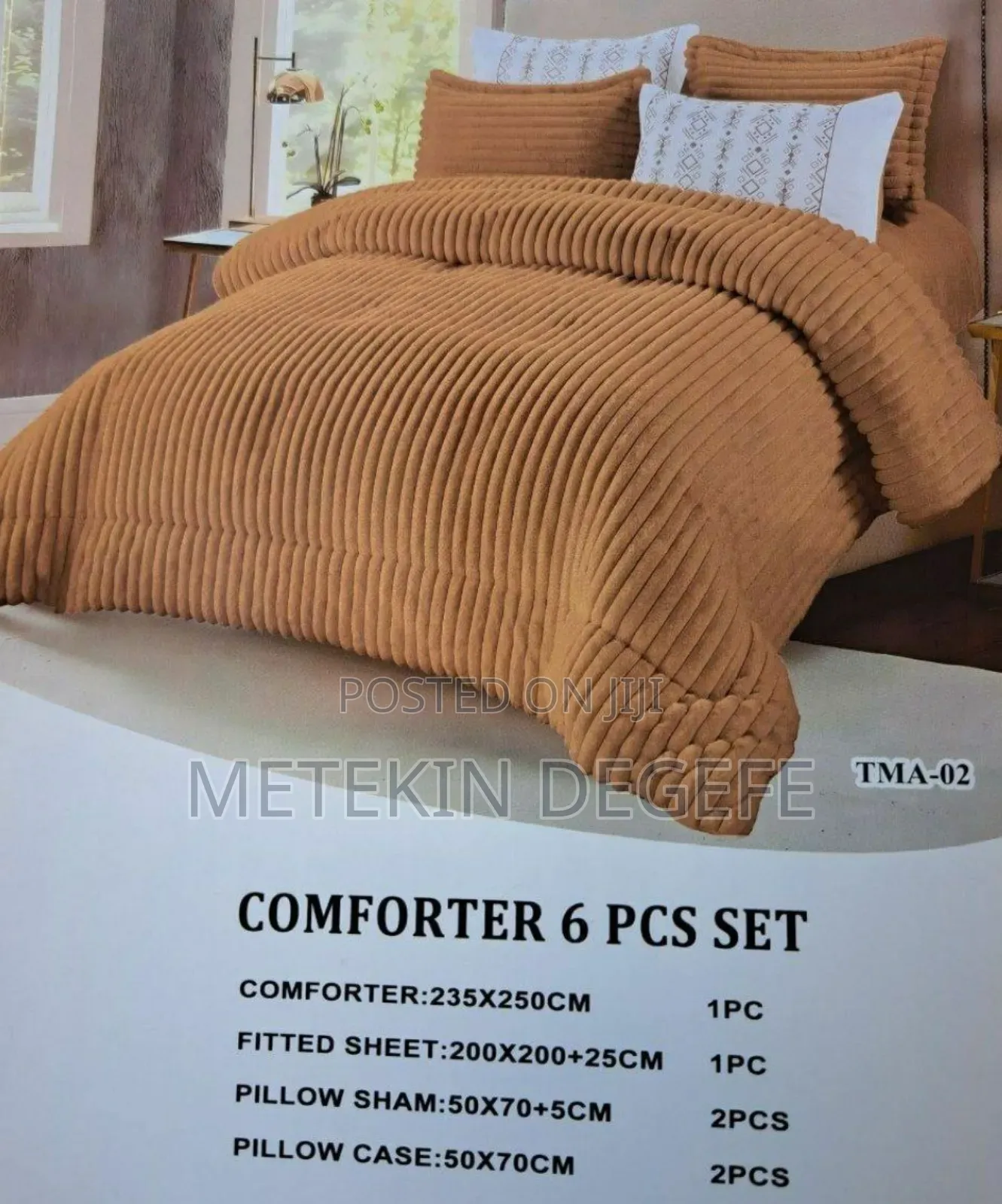 6-Piece, White Faux Fur Comforter Set Designed for Winte /ኮምፈርት
