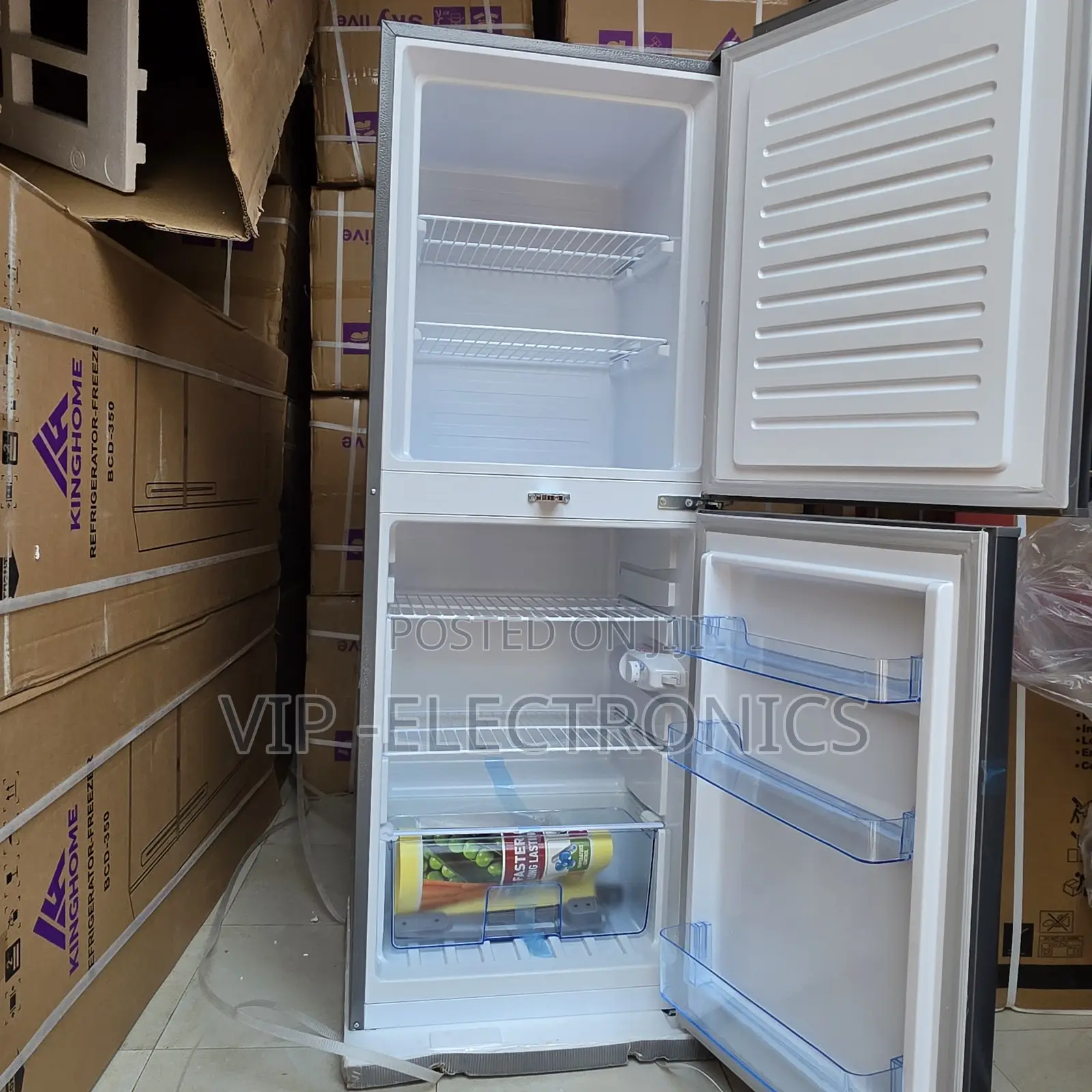 KINGHOME Refrigerator 350 Double Door – Bottom Freezer, Silver Finish