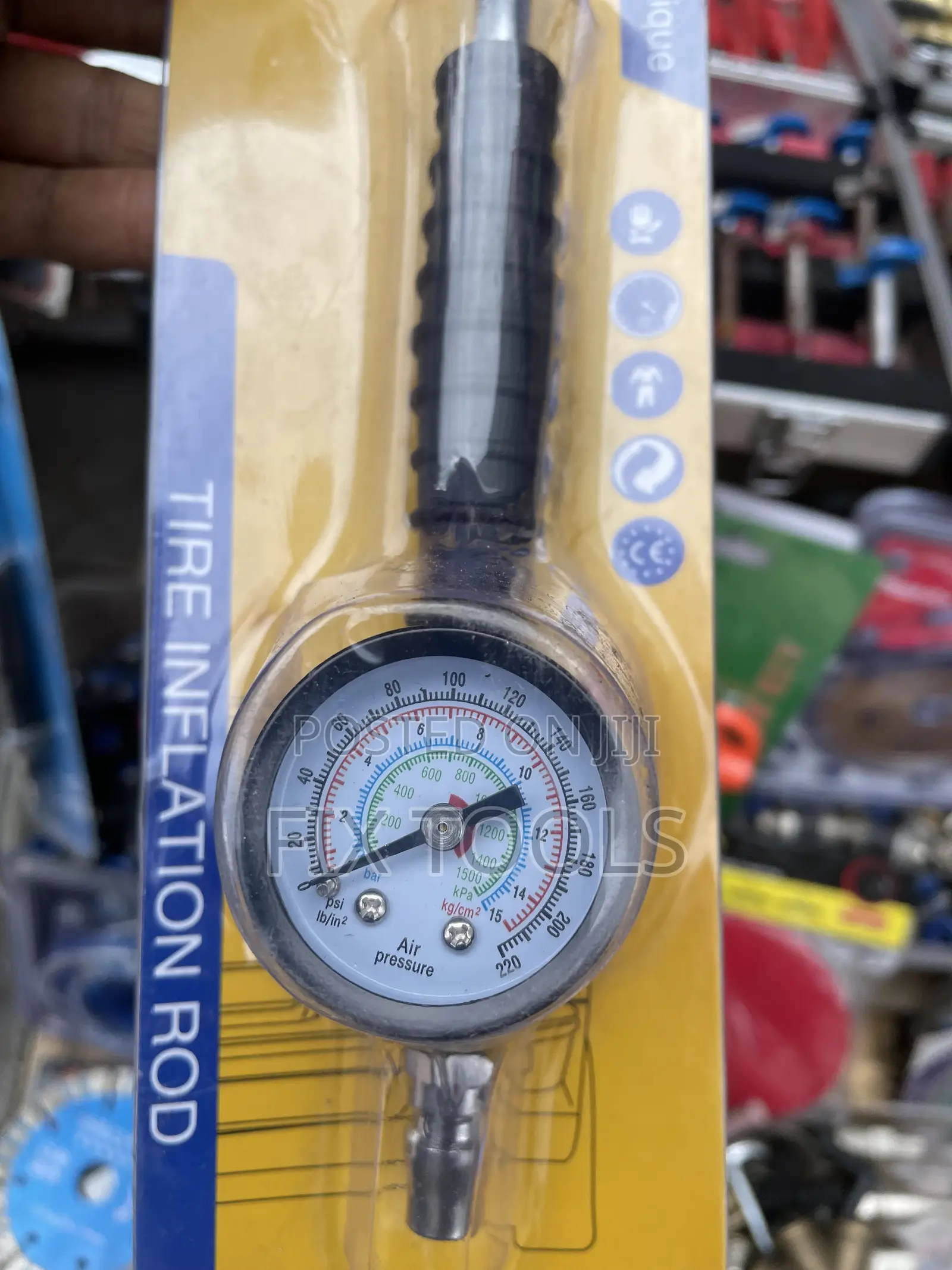 Tire Inflation Rod With Gauge