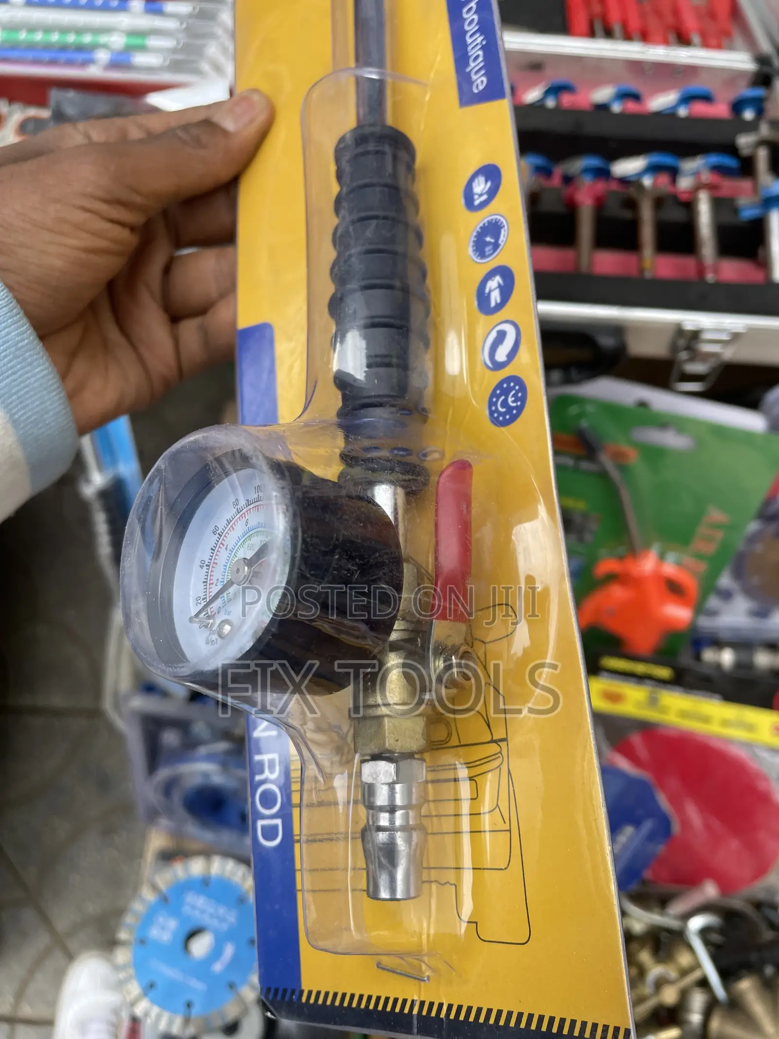 Tire Inflation Rod With Gauge