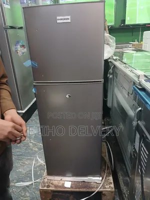 This Evergreen Branded, Top-Freezer Refrigerator Features a Sleek Sil
