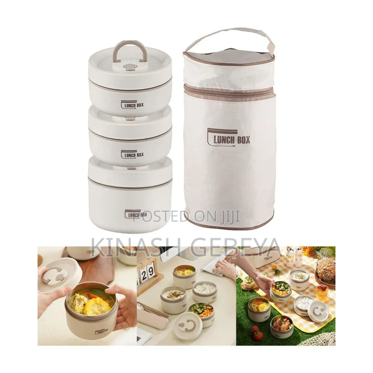 3pcs Portable Insulated Lunch Box